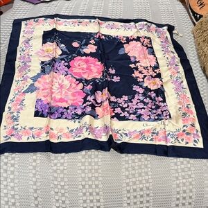 Dior Pink and Cream Floral Silk Scarf